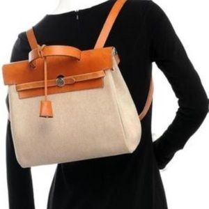 Auth Hermes Herbag Toile Backpack Canvas #724H34